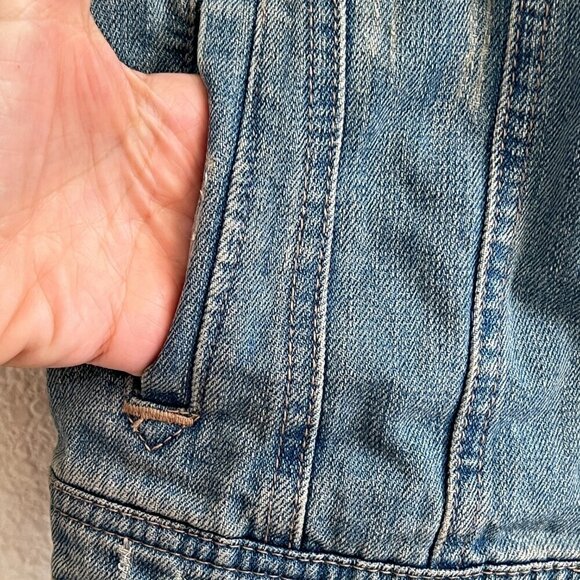 Highway Jeans Sleeveless Denim Jean Jacket Vest Distressed Women's Size Large - Picture 3 of 12